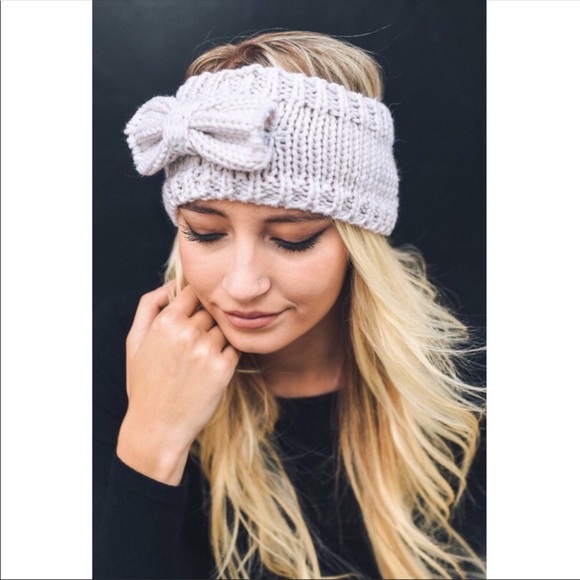 💋Dark Gray Winter Headband with Bow💋 - Picture 3 of 3